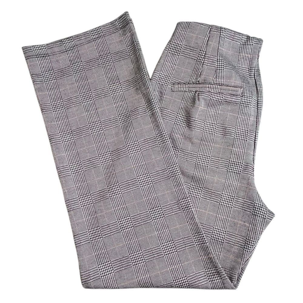 Free People Womens 6 Gray Plaid High Rise‎ Pull On Cropped Bootcut Pants